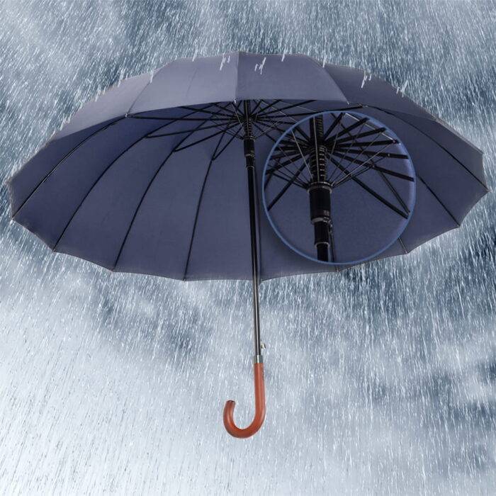 Large windproof umbrella strong wind resistance and durable construction blue 3