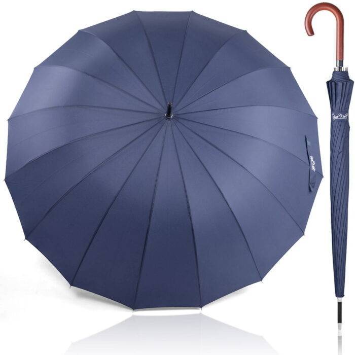 Large windproof umbrella - strong luxurious umbrella blue 1