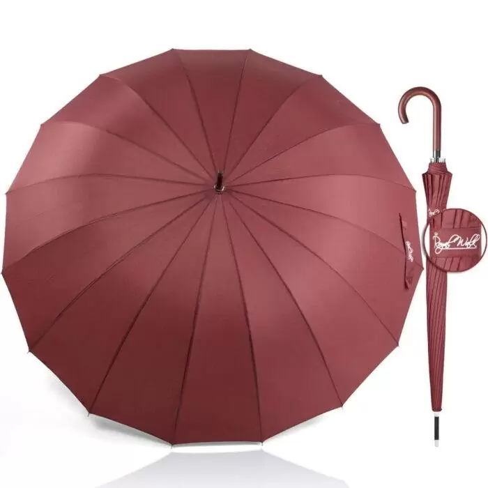 Large windproof umbrella - strong luxurious umbrella dark red 1