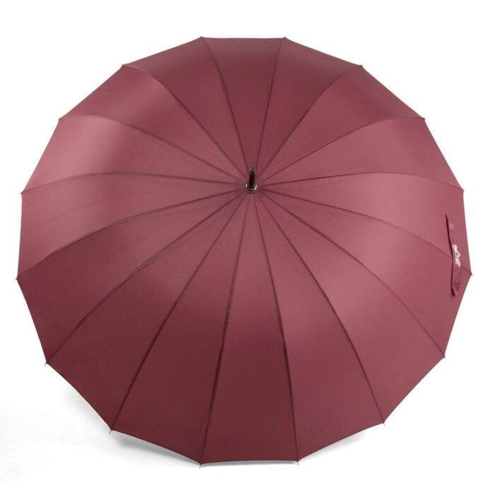 Large Umbrella for Rain, Walking Stick with Real Wood Handle, Automatic Open, 16 Ribs, 54 Inch Arc, 120cm Diameter - Dark Red 30 Large windproof umbrella - strong luxurious umbrella dark red 8