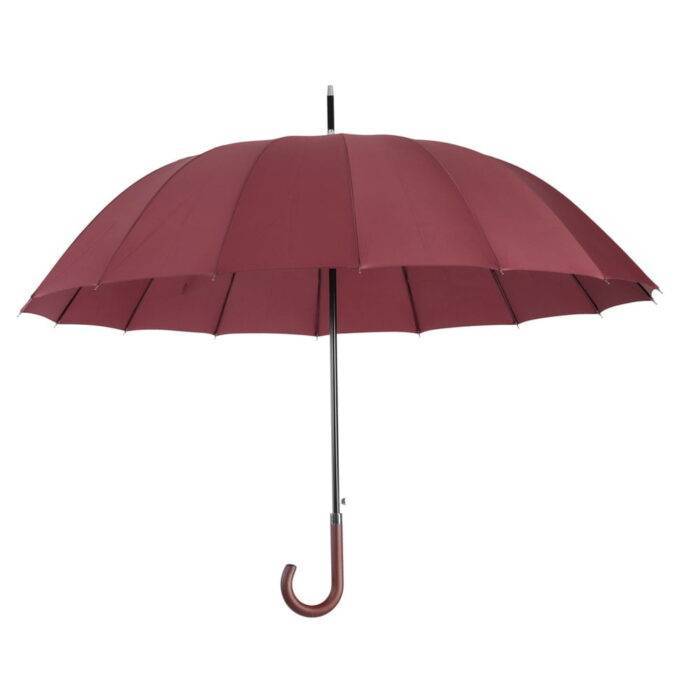 Large Umbrella for Rain, Walking Stick with Real Wood Handle, Automatic Open, 16 Ribs, 54 Inch Arc, 120cm Diameter - Dark Red 32 Large windproof umbrella - strong luxurious umbrella dark red 6