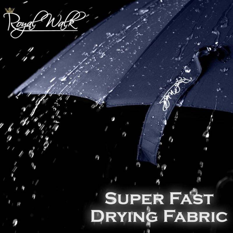 Large windproof umbrella water repellency fast drying fabric navy blue