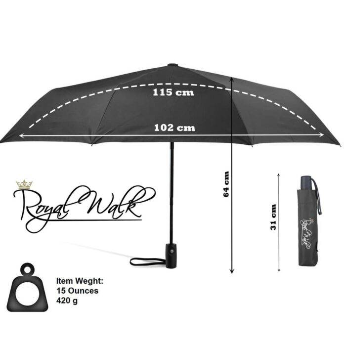 Folding windproof umbrella automatic and compact black 3