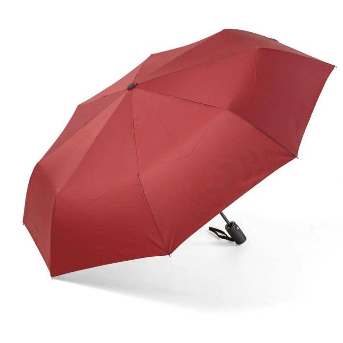 windproof folding umbrella automatic and compact dark red 9