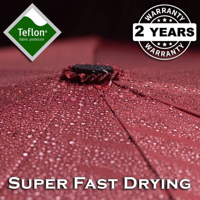 windproof folding umbrella automatic and fast drying dark red 3