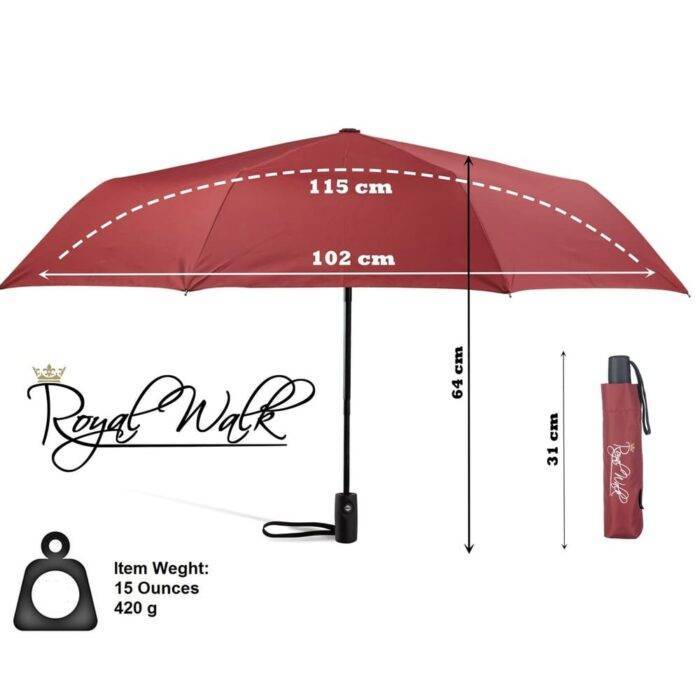 windproof folding umbrella automatic and compact dark red 1