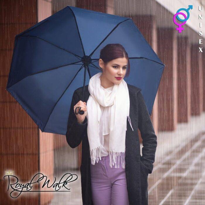 Folding windproof umbrella automatic and fast drying navy blue 2