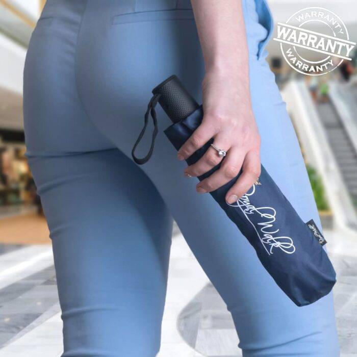 Folding windproof umbrella automatic and compact navy blue 2