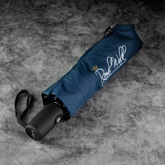 Folding windproof umbrella automatic and compact navy blue 1