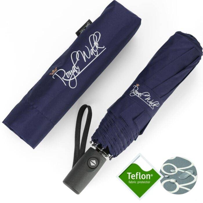 Folding windproof umbrella automatic and compact navy blue 4