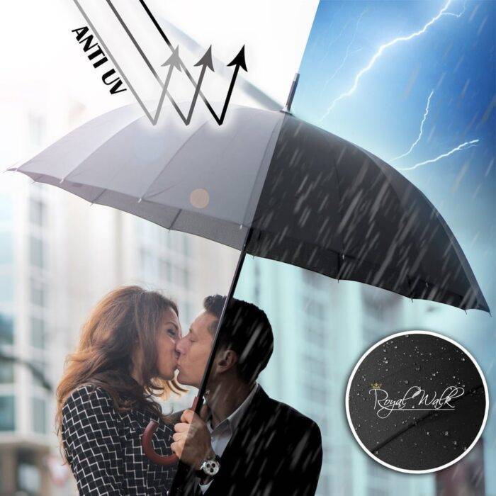 Large windproof umbrella - luxurious wood handle for 2 people