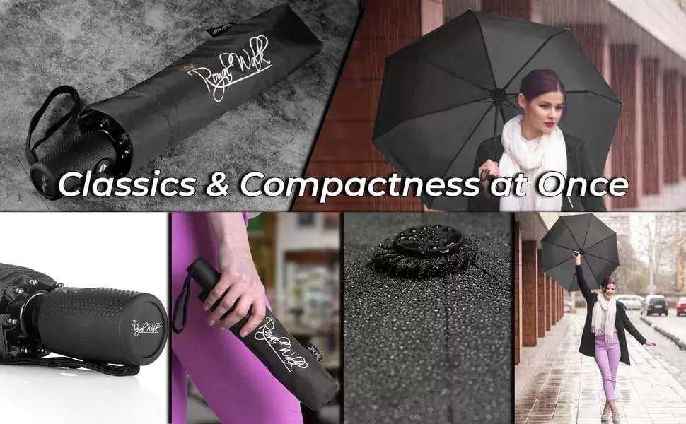 Paraguas Plegable Compacto para Lluvia Apertura y Cierre Automático, Diseño Compacto para Viajes y Tela de Secado Rápido 40 pulgadas (102 cm) de diámetro - Negro 18 Paraguas plegable trqvel - clásico, totalmente automático y compacto - negro