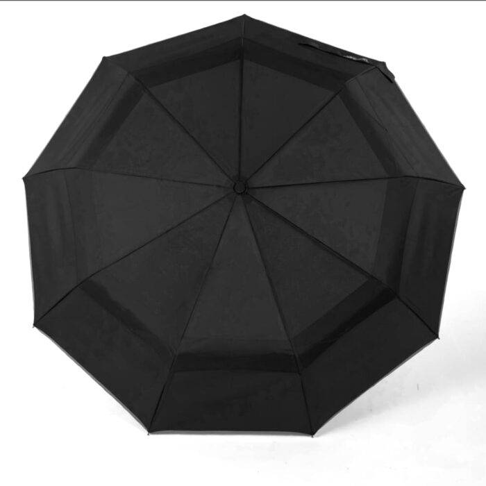 Folding Windproof Umbrella for Rain Vented Double Canopy with Real Wood Handle and Automatic Open & Close 41 inch (103 cm) diameter - Black 45 large windproof umbrella for rain - fast drying fabric with real wood handle and double canopy black 9