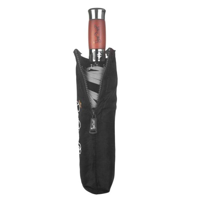 Folding Windproof Umbrella for Rain Vented Double Canopy with Real Wood Handle and Automatic Open & Close 41 inch (103 cm) diameter - Black 42 Luxurious folding umbrella for rain with real wood handle black 10