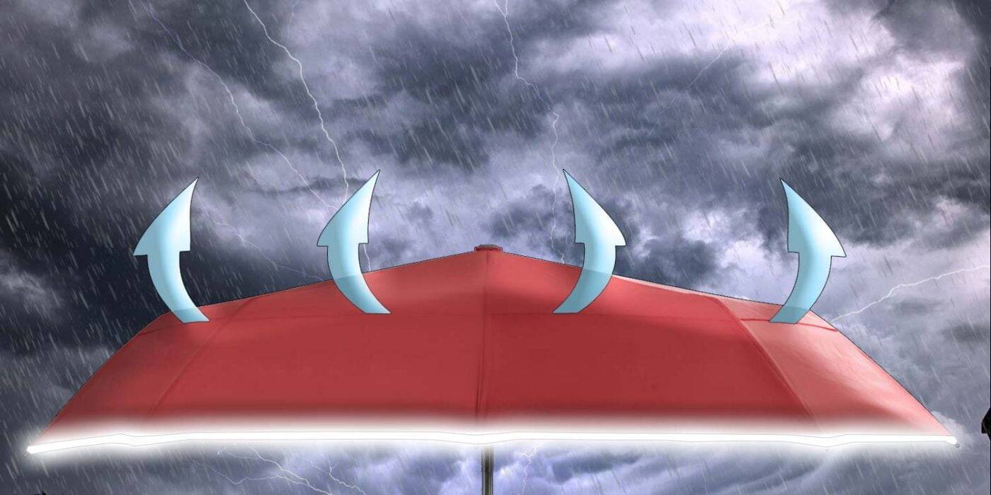 Luxurious large windproof umbrella for rain - wind resistant vented double canopy dark red 3