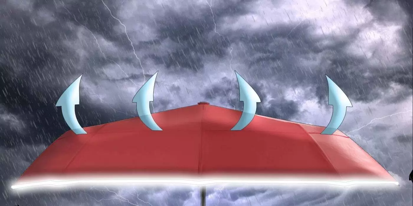 Luxurious large windproof umbrella for rain - wind resistant vented double canopy dark red 3