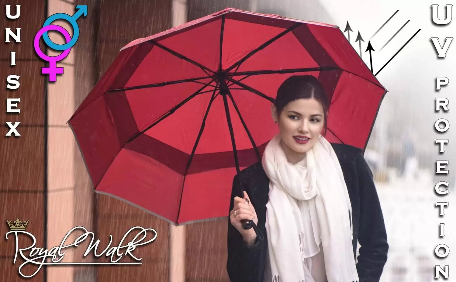 Folding travel umbrella for rain with uv protection dark red