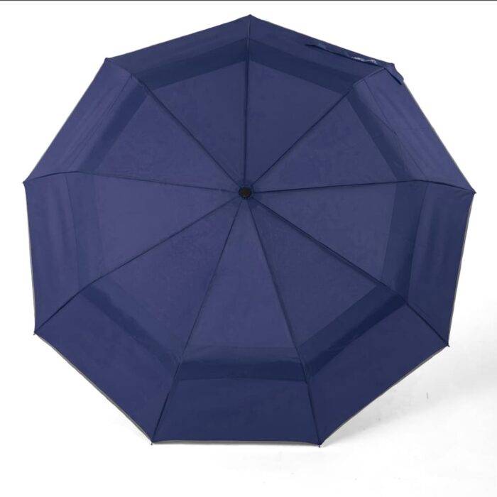 Folding Windproof Umbrella for Rain Vented Double Canopy with Real Wood Handle and Automatic Open & Close 41 inch (103 cm) diameter – Navy Blue 46 large folding windproof umbrella for rain - fast drying fabric with real wood handle and double canopy navy blue 6