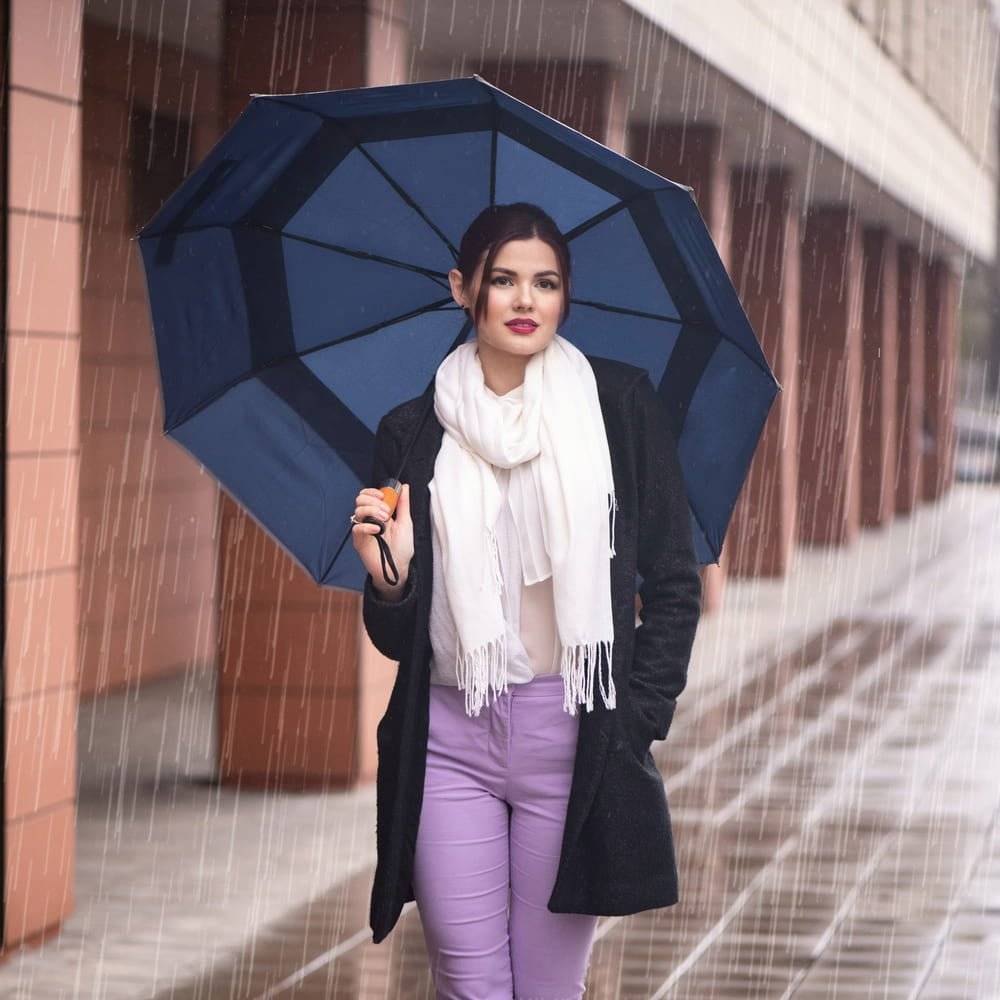 Parapluie avec manche en bois - luxueux et résistant aux intempéries