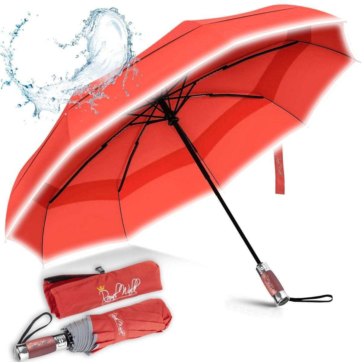 Resistente al Viento y Automático Paraguas Plegable Paraguas Viaje con Mango Color Plata 