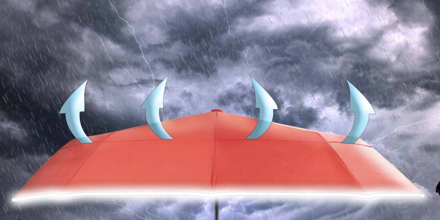 Luxurious large windproof umbrella for rain - wind resistant vented double canopy red 3