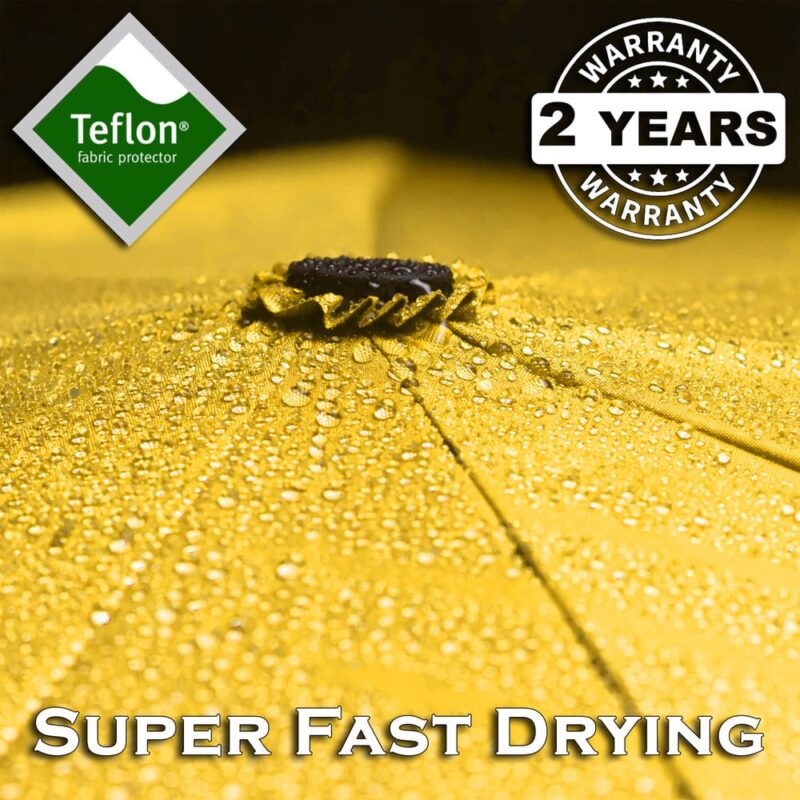 windproof umbrella for rain - fast drying fabric with teflon coating and double canopy yellow 1