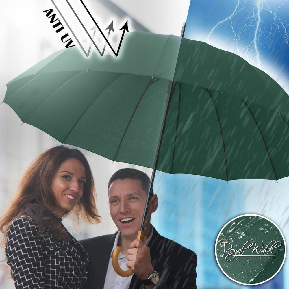 Big umbrella for rain with UV protection - dark green