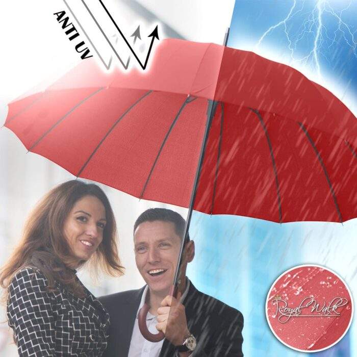 Large umbrella for rain and sun walking stick umbrella red