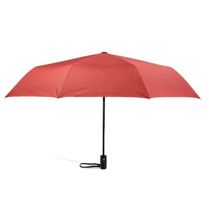 Folding compact travel umbrella for rain automatic red 11