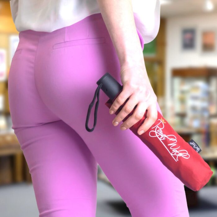 Folding compact travel umbrella for rain red 11