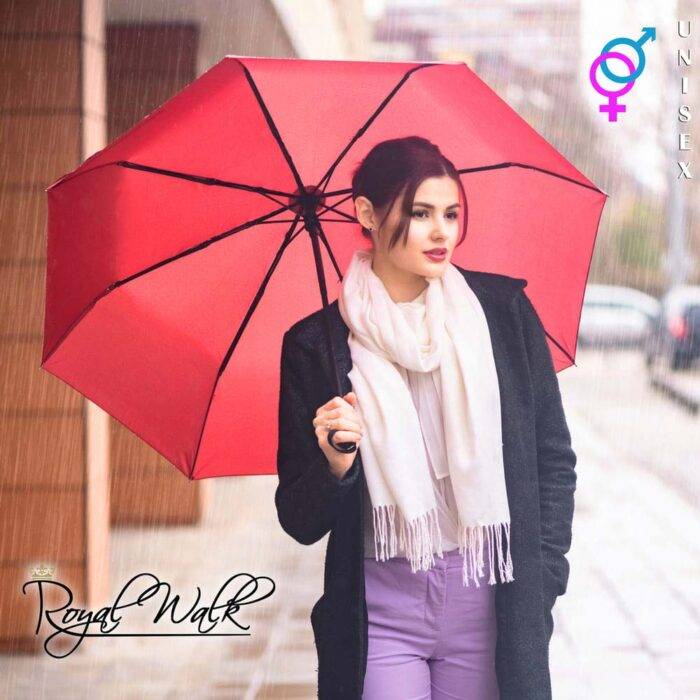 Folding compact travel umbrella for rain windproof red 2