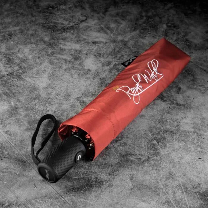 Folding compact travel umbrella for rain red 2