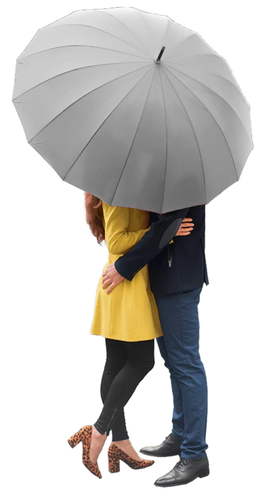 Folding Windproof Umbrella for Rain Vented Double Canopy with Real Wood Handle and Automatic Open & Close 41 inch (103 cm) diameter - Grey 29 luxury large umbrella grey