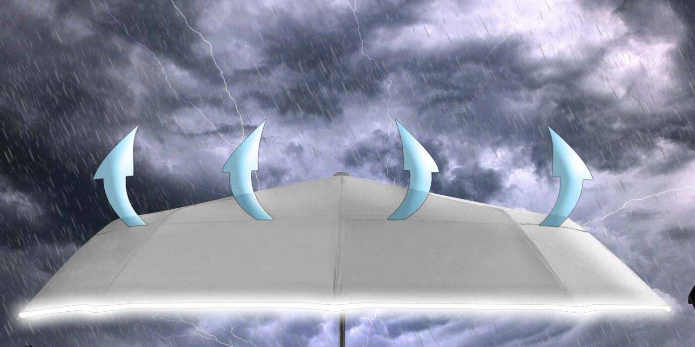 Luxurious large windproof umbrella for rain - wind resistant vented double canopy grey 3