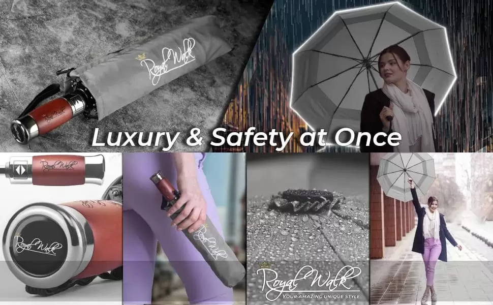 Luxurious folding windproof umbrella with vented double canopy and real wood handle Luxurious folding windproof umbrella with vented double canopy and real wood handle