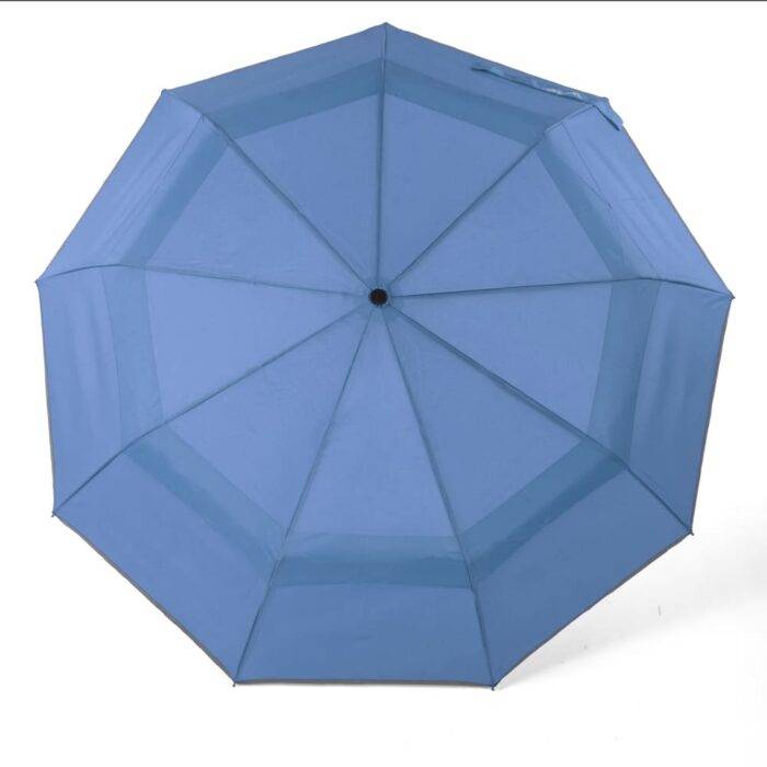 Folding Windproof Umbrella for Rain Vented Double Canopy with Real Wood Handle and Automatic Open & Close 41 inch (103 cm) diameter – Light Blue 49 large folding windproof umbrella for rain - fast drying fabric with real wood handle and double canopy slate blue 3