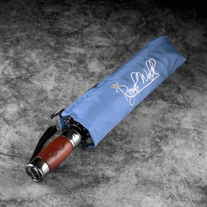 Folding Windproof Umbrella for Rain Vented Double Canopy with Real Wood Handle and Automatic Open & Close 41 inch (103 cm) diameter – Light Blue 43 Luxurious travel and compact folding windproof umbrella for rain with real wood handle slate blue 2