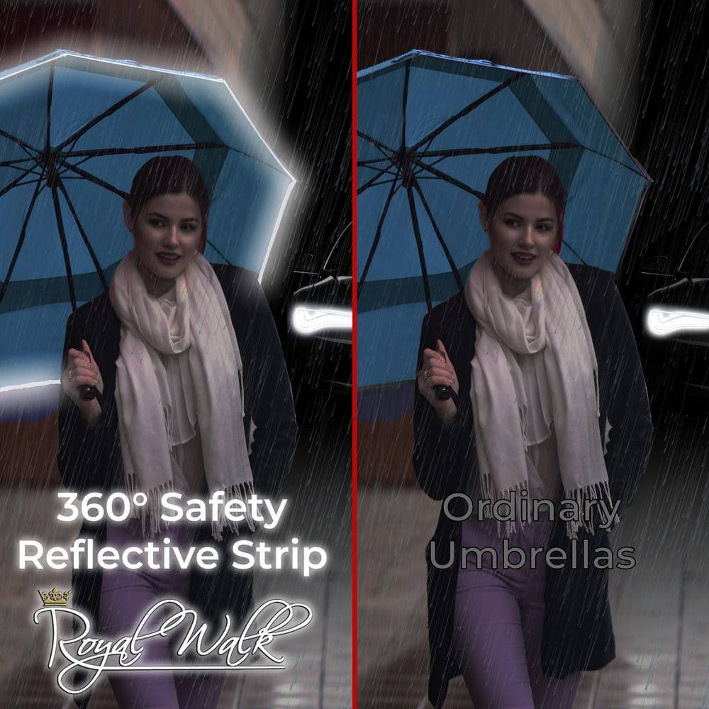 Luxuriöser, faltbarer, windfester Regenschirm mit Holzgriff