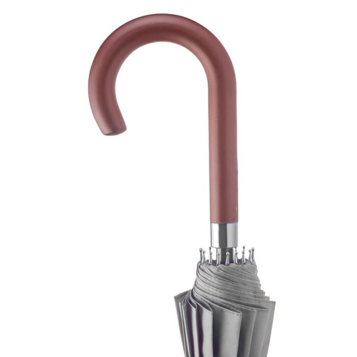 Large Umbrella for Rain, Walking Stick with Real Wood Handle, Automatic Open, 16 Ribs, 54 Inch Arc, 120cm Diameter - Grey 36 Large Umbrella for Rain Luxury big umbrella with wood handle - grey 1