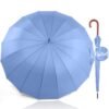Paraguas grande para lluvia Bastón de lujo con mango de madera real Apertura automática - Azul pizarra