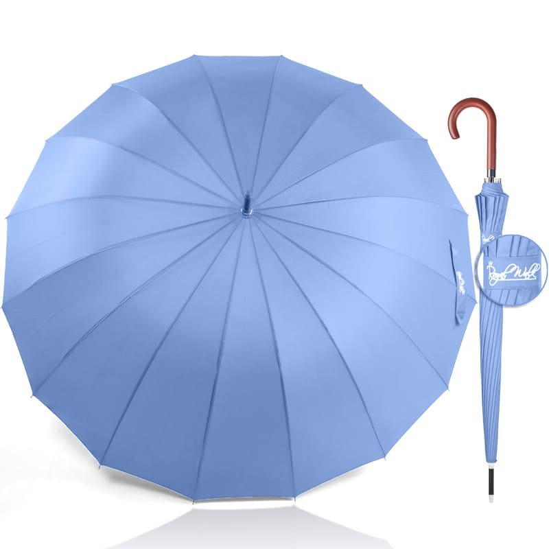 Parapluie automatique Royal Walk pour hommes et femmes résistant au vent,  fort résistant aux tempêtes Parapluie de canne de grande taille (bleu)