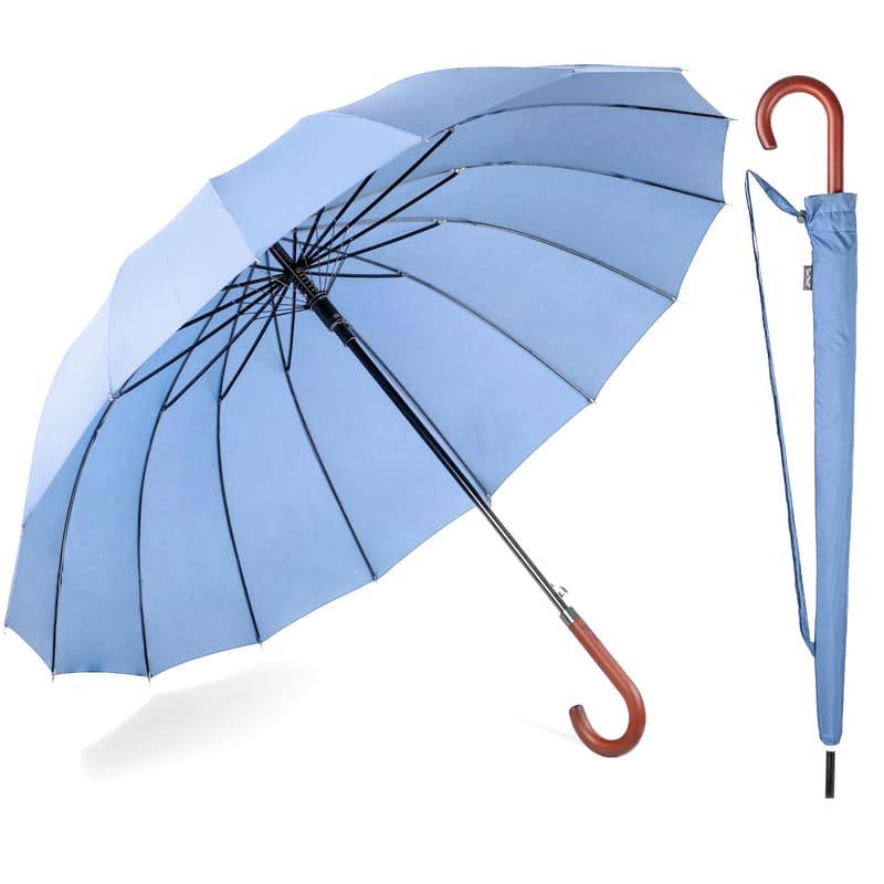☔ Ausgefallener großer Regenschirm mit Holzgriff 54