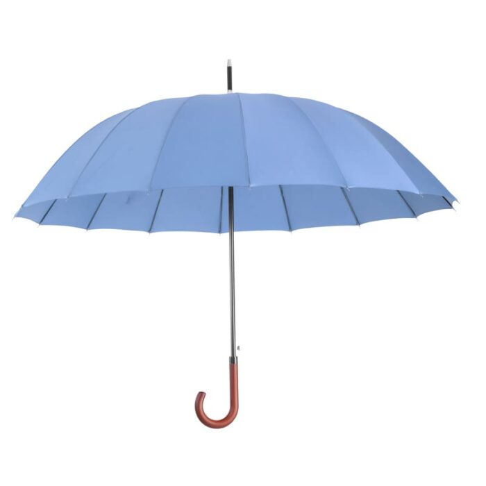 Large Umbrella for Rain, Walking Stick with Real Wood Handle, Automatic Open, 16 Ribs, 54 Inch Arc, 120cm Diameter - Light Blue 30 Large Umbrella for Rain Luxury big umbrella with wood handle - slate blue 2