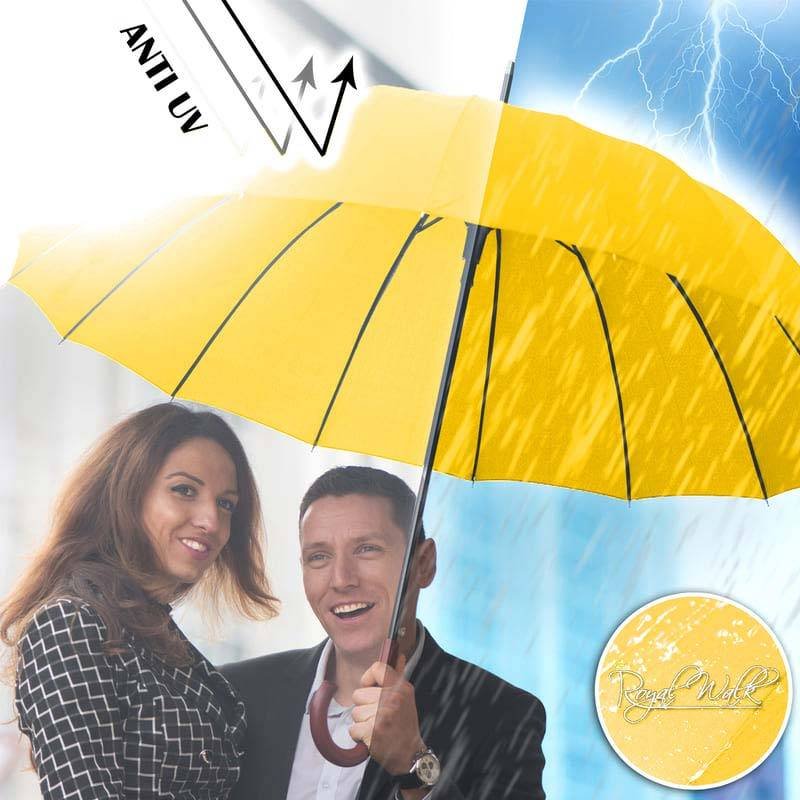 Large umbrella for rain with UV protection - yellow