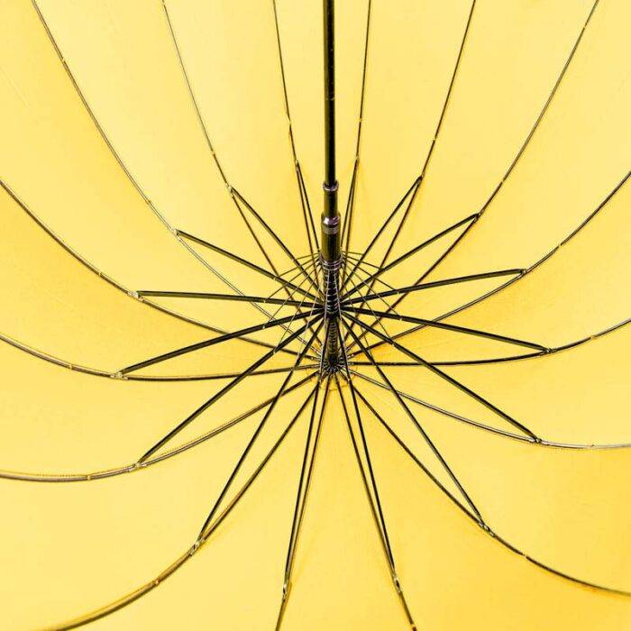 Large Umbrella for Rain, Walking Stick with Real Wood Handle, Automatic Open, 16 Ribs, 54 Inch Arc, 120cm Diameter - Yellow 34 Large Umbrella for Rain Big luxury umbrella diameter stick with strong construction - Yellow 1