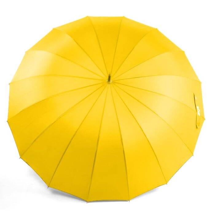 Large Umbrella for Rain, Walking Stick with Real Wood Handle, Automatic Open, 16 Ribs, 54 Inch Arc, 120cm Diameter - Yellow 37 Large Umbrella for Rain Luxury big diameter umbrella - Yellow