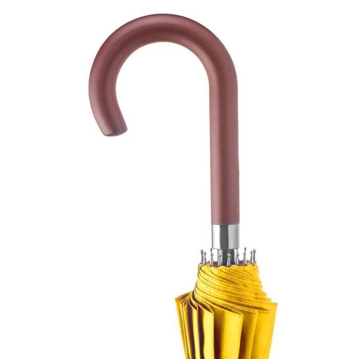 Large Umbrella for Rain, Walking Stick with Real Wood Handle, Automatic Open, 16 Ribs, 54 Inch Arc, 120cm Diameter - Yellow 38 Large Umbrella for Rain Luxury big umbrella with wood handle - Yellow 1