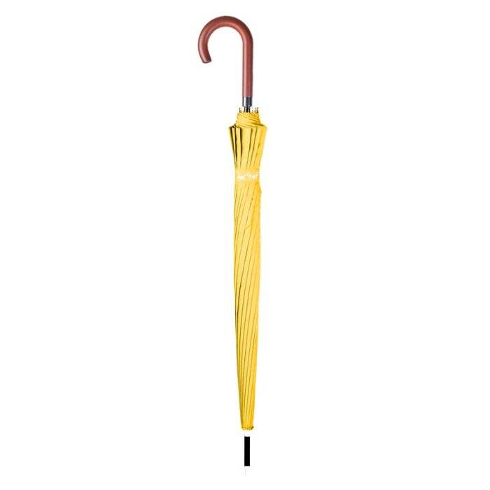 Large Umbrella for Rain, Walking Stick with Real Wood Handle, Automatic Open, 16 Ribs, 54 Inch Arc, 120cm Diameter - Yellow 36 Large Umbrella for Rain Luxury strong big umbrella stick - Yellow 2