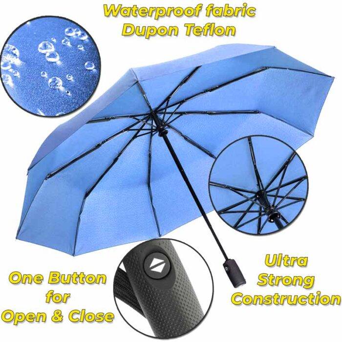 folding windproof umbrella automatic open and close dark green 6