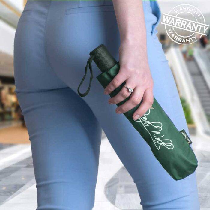 folding compact umbrella automatic and travel dark green 8